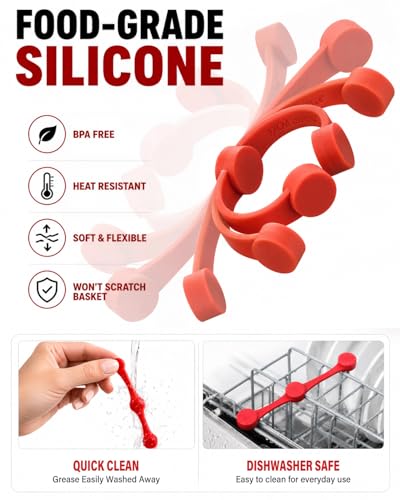 Air Fryer Magnets for Parchment Paper, Silicone Clips, 13 Pack - color: 2025 Red 2