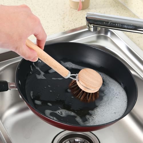 Bamboo Dish Brush with 3pcs Replacement Heads
