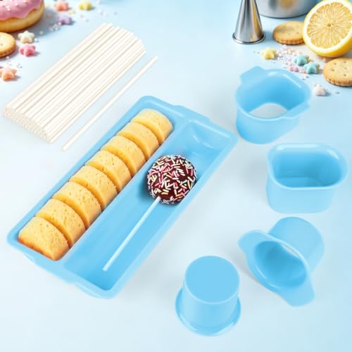 Antner Cake Pop Mold Set with Double Tray, Cake Pop Cutter, Lollipop Sticks - color: Blue (B)
