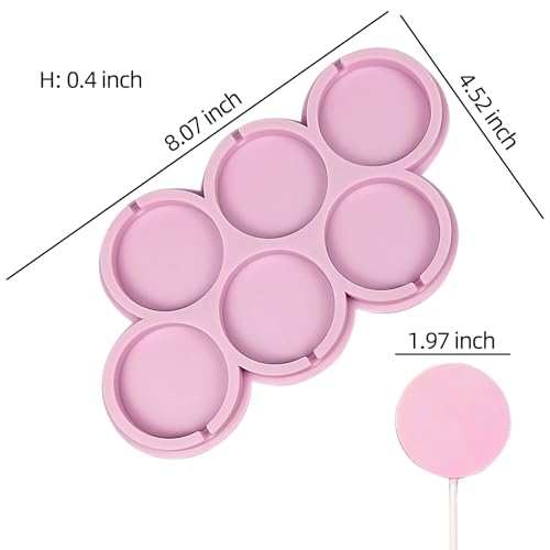 Round Lollipop Molds 2 inch Silicone Chocolate Lolly Mold 2pcs Round Shapes Lollipop Candy Sucker Molds with 25 Sticks - size: Round