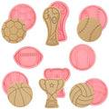 HUAKENER 8Pcs Ball Shape Cookie Cutters with Plunger Stamp, 3D Biscuit Mold