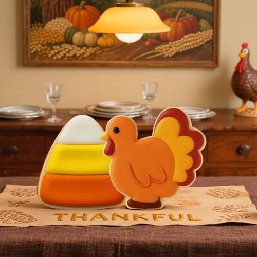 Teenyyou 2pcs Extra Large 8" Thanksgiving Cookie Cutter, Candy Corn, Turkey - style: Candy Corn and Turkey