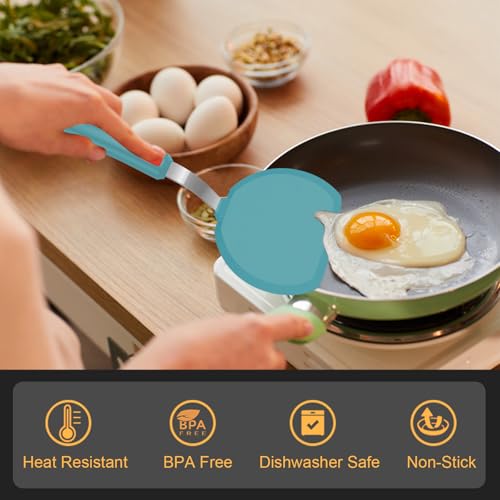 Beijiyi Silicone Spatula Turner Set of 3, 600°F Heat Resistant (Blue) - color: Blue