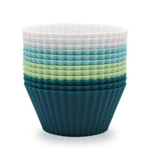Silicone Baking Muffin Cups, 12Pack Reusable Cupcake Liners Cake Molds - color: Neutral Colors, size: Standard