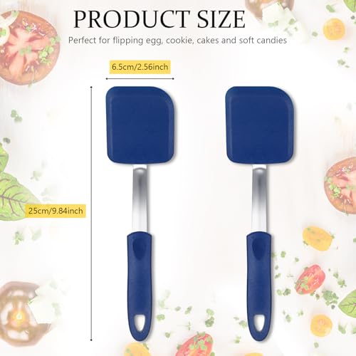 2Pcs Mini Silicone Cookie Brownie Spatula, Solid Flat, Blue - color: Blue, style: Solid Flat