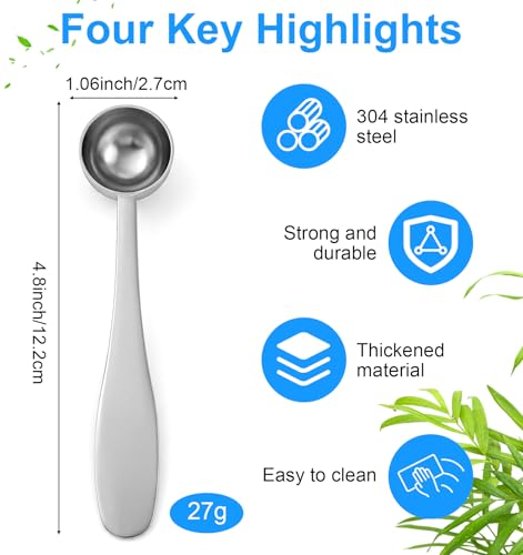 2 Pcs Tea Scoop, Teaspoon Measuring Spoons Stainless Steel (5ml, Silver)