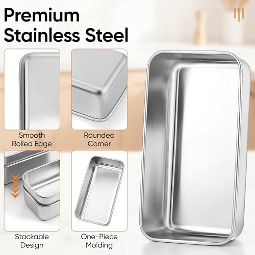 LIANYU Bread Pan Set, 9x5Inch Loaf Pans & 6.3x3.5Inch Mini Bread Baking Pan - color: Silver, size: Medium & Small