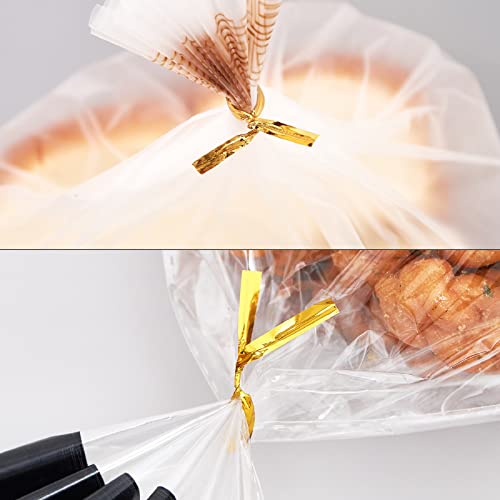 800 Pcs 4" Metallic Twist Ties(Gold) for Bakery Ties, Candy Bags, Coffee Bags, Goodie Bags Ties - color: Gold