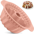 Kenond 9.5 Inch Silicone Fluted Cake Pan, Non-Stick, With Sturdy Handle - color: Pink, size: 1 Pack