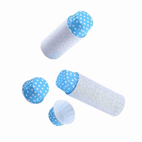 100Pcs Polka Dot Baking Cups, Mini Muffin Cupcake Liners (Blue) - color: Blue