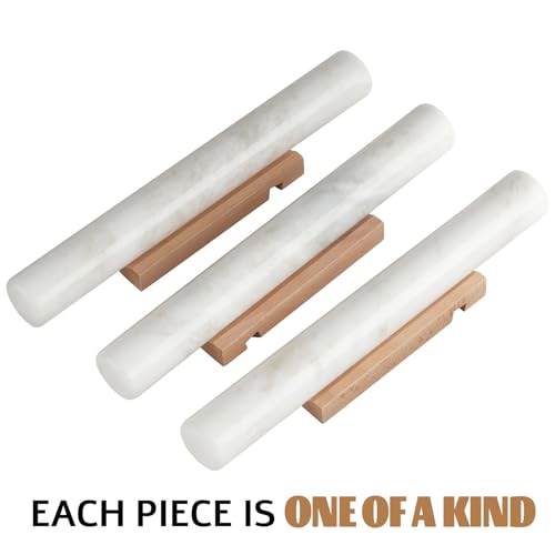 Koville African Natural Marble French Rolling Pin, 16inch Non-Stick Rolling Pin for Baking, Dough Roller for Pasta, Dumpling, Fondant, Pie, Bread, Pizza, Kitchen Baking Tools(Namib Fantasy) - color: Columnar White Marble 12 Inch