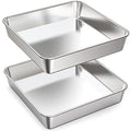 9 Inch Square Cake Pan Set of 2, Stainless Steel Baking Brownie Pan for Lasagna, Roaster Oven Cookie Sheet BBQ Grilling Pan for Baking Breads, Grilling Chicken & Vegetables, Dishwasher Safe