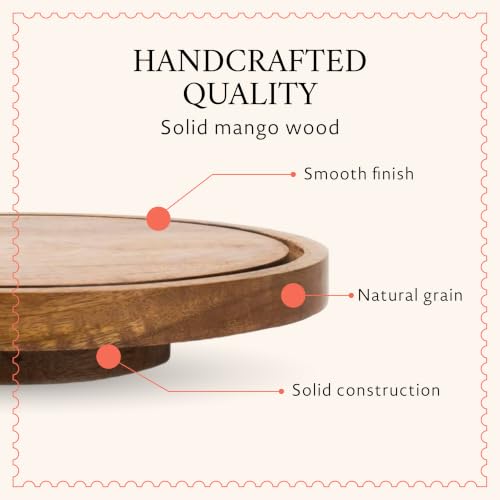 Mela Artisans Lazy Susan Mango Wood Cake Stand - Natural Finish, 12 in - color: Lazy Suzan Design
