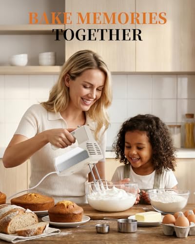 Hand Mixer 5-Speed 200W Turbo 4 Stainless Steel Accessories Classic White - color: Classic White