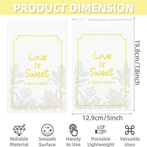 ZAVOOS 150 Pieces Love is Sweet Paper Treat Bags, 5 x 7.8 Inch