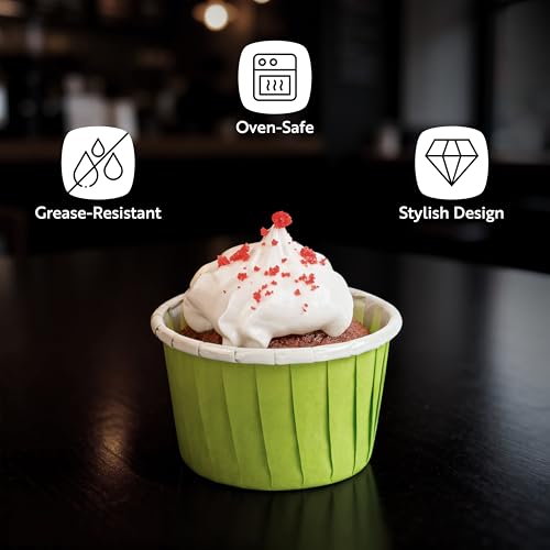 Restaurantware 2 oz Round Green Paper Eco Medium Baking Cup, 200 Pack - color: Eco Green, size: Medium