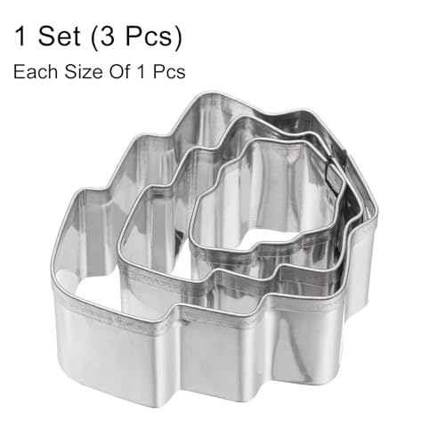 HARFINGTON 3Pcs Christmas Tree Cookie Cutters Set Assorted Sizes Stainless Steel Christmas Winter Holiday Cookie Cutters for Pastry Fondant Cake Cookie - style: Christmas Tree