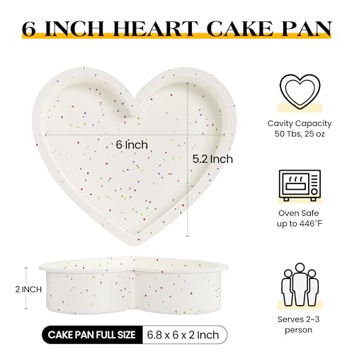 6 Inch Small Heart Shaped Cake Pans for Baking, Set of 3 - color: Cream, size: 6 inch