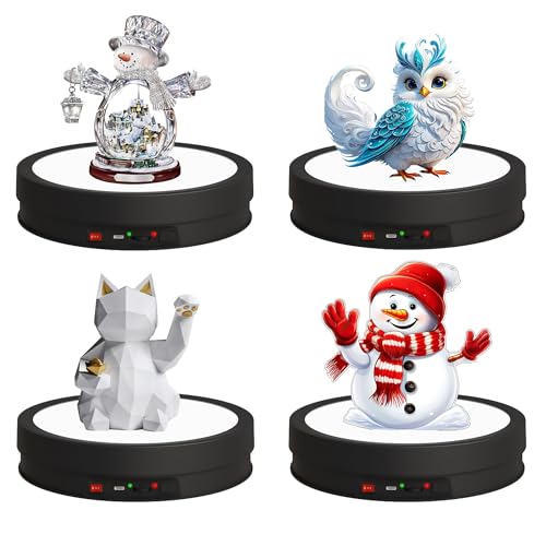 JAYEGT Variety Colors LED Light Base Non-Slip Rotating Display Stand , 66lbs Load, 360 Degree Photography Turntable forProducts Shows, Glass Crystal Artwork, Jewelry，Remote Control (12.6inch / 6Color LED Light /Black / Wired) - color: Black, size: 12.6inc