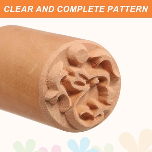 HARFINGTON 2pcs Wood Pottery Tools Stamps 1" Dia 2" Length Wood Block Print Stamps Rabbit Pattern for Cookie Cake Dessert - style: Rabbit Pattern