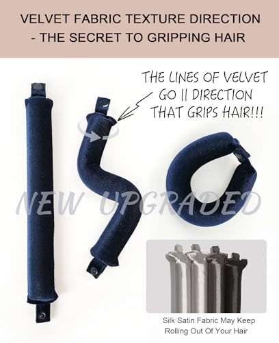 Classic Heatless Curls Overnight Rods No Heat Hair Curlers to Sleep Jumbo Foam Large Hair Rollers for Medium Long Hair Blowout Look, Heatless Flexible Curling Rod Set with Satin Wrap for Sleeping - color: Midnight Blue
