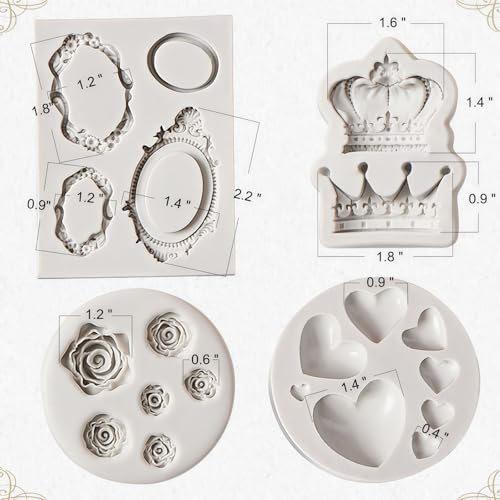 JOERSH Silicone Vintage Baroque Fondant Mold Set, 4Pcs - style: Royal