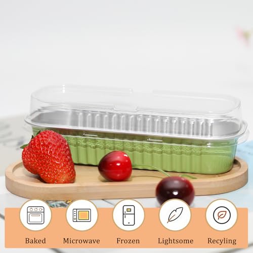 50 Pack 6.8oz Mini Cake Pans with Lids, Light Green - color: Light Green, size: Rectangle