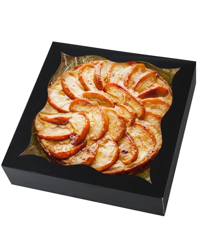 qiqee Auto-pop Up Black Pie Boxes with Window 24Packs 12x12x3 Inch Cookie Donut Bakery Box - color: Black