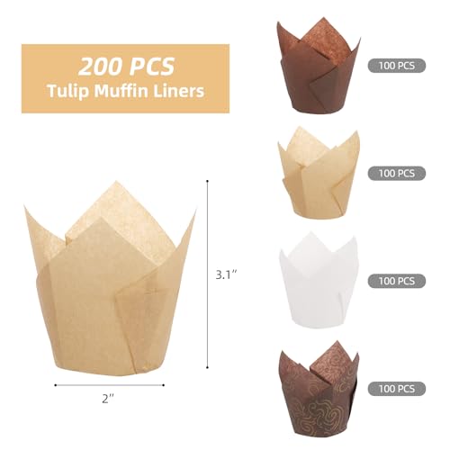 400pcs Tulip Cupcake Liners for Baking Cups Greaseproof Tulip Muffin Liners Premium Muffin Baking Cups Liners Holders for Party, Christmas, Weddings, Birthday