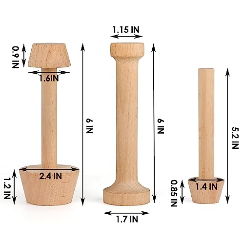 3 Pcs Wooden Tart Tamper Set, Double Side Pie Pastry Dough Tampers, DIY Cake Egg Tart Pan Mold Presser Baking tool for Mini Egg Tart Shells,Pastry, Cheesecake, Mini Pie and Dessert Baking