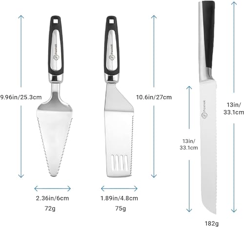 Pie Server Spatula and Cake Cutter Slicer, Stainless Steel Set - Kitchen Essentials for Cutting & Serving Desserts, Brownies, Lasagna (Black, 13 inches) - color: Black, size: 13 inches