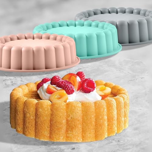 10 Inch Silicone Cake With 8 Inch Pan Set (2 Pack) - Nonstick Baking Mold for Pound Cake, Jello, Bread & Brownies, Dishwasher Safe - style: Pink-2pack