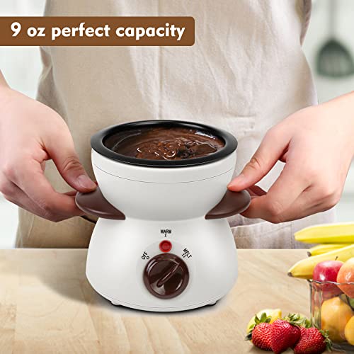 Fondue Pot Set, Mini Electric Fondue Pot Set for Melting Chocolate Cheese, Chocolate Meting Pot fondue maker Machine with Dipping Forks For Holiday Birthday Party Gift-White - color: White