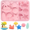 Summer Beach Silicone Mold 2Pc Summer Ocean Silicone Fondant Molds - color: summer pink
