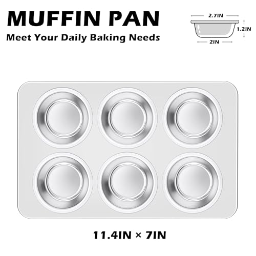 Leonyo Non-Toxic Stainless Steel Muffin Pan Metal Cupcake Pan 6 Cup - size: 6 Cup