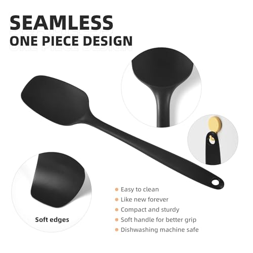9Pcs Silicone Spatula Set,Flexible Small Spatula Tools for Baking, Mixing, Cooking, Frying, Kitchen Use.Jar Spatulas for Scraping,BPA free,cookware safe (Black) - color: Black