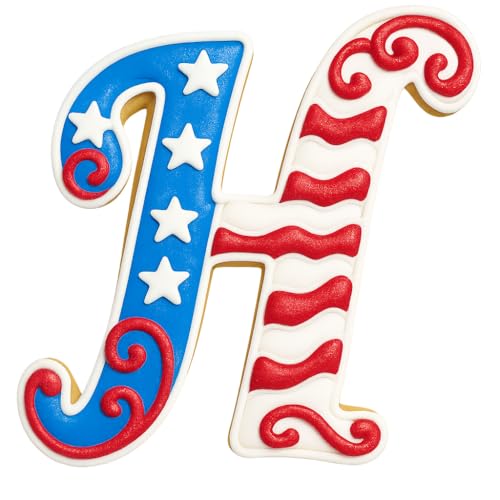 Mighty Gadget Fancy Cursive Letter A to Z Cookie Cutter - 4" Tall Alphabet Baking Mold (Random Color) (H) - color: H