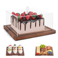 Acacia Wood Cake Stand with Lid,2-in-1 Cake Holder with Dome,Square dome - size: Square 11*11*5.56