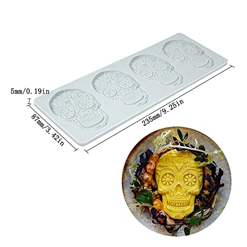 Cestony Halloween Skull Lace Embossing Mat Texture Fondant Impression Mat Decorating Silicone Molds for DIY Cake Biscuit Cookies Sugar Pudding Chocolate Hard Candies Dessert Candle Decor