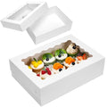 Moretoes 10pcs 14x10x4in Quarter Sheet Cake Boxes with Window, White Large - size: 14*10*4In