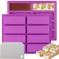 8 Cavity Chocolate Silicone Molds，Rectangle Candy Bar Baking Mold - color: 2PCS Purple
