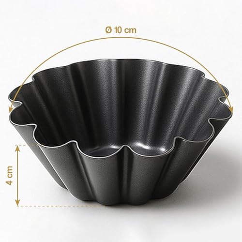 Pudding Moulds Set of 12, Carbon Steel Yorkshire Pudding Tins 3.93 Inch, Mini Tart Tins, Egg Tart Mold, Mini Quiche Tins, Individual Cake Tins for Flans, Tartlets, Desserts & Sunday Roast Baking