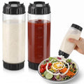 Grevosea 2 Pcs 20 oz Squeeze Bottles, Refillable Large Valve Condiment Dispenser, Self-Sealing Leakproof Syrup Ketchup Sour Cream Sauce Bottle for Restaurant Home Kitchen(Black) - color: Black, size: 20 Ounces (Pack of 2)