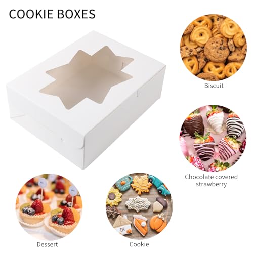Moretoes 24pcs Bakery Boxes with 3 Styles Window, 8x6x2.5in Treat Boxes - size: 8x6x2.5inch