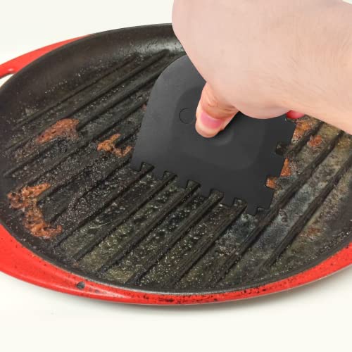 3 Set Plastic Grill Pan Scraper Tool for Griddle Cleaner, Cast Iron Accessories, Kitchen Cleaning Tool Kit - style: Grill scraper, Black