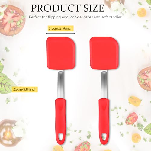 2Pcs Mini Silicone Cookie Brownie Spatula, Solid Flat, Red - color: Red, style: Solid Flat
