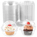 Zezzxu 50 Pack Individual Cupcake Containers Plastic Cake Boxes Stackable