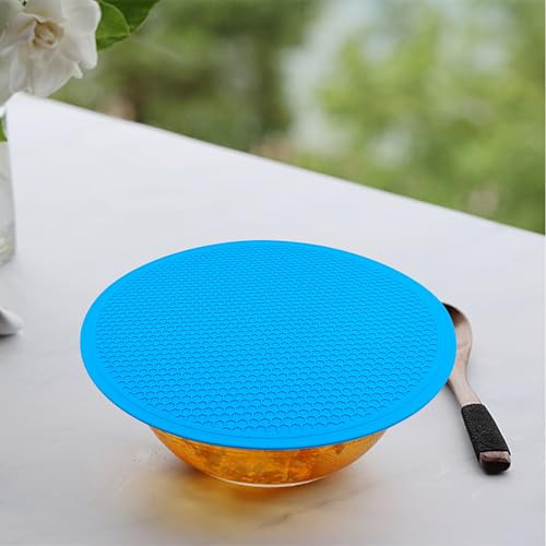 8 10 12 Inch Microwave mat, Trivet, Multi-Purpose Hot Pad,Pot Holder,Baking,Drying, Silicone mats for Microwave,Dishwasher Safe - Splatter Guard, Set of 3,Grey,Blue - color: Blue