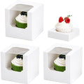 NPLUX 50 Pack Pre - Assembled White Individual Cupcake Boxes with Inserts - color: White-50Pcs