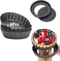 4" Tart Pans with Removable Bottom, Non-Stick Quiche Molds 6-Pack - size: 4inch